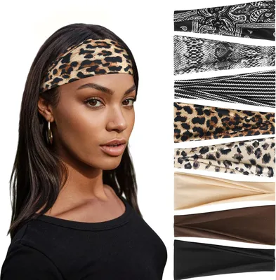 Imagen del producto de Bandas para el pelo elásticas para mujer, 8 unidades, delgadas, antideslizantes, ideales para yoga y deportes