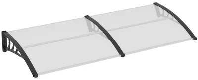 Image de Protection solaire pour portes d'entrée – Avant-toit transparent pour porte d'entrée, avec cadre en aluminium noir – Résistant aux UV et à la pluie