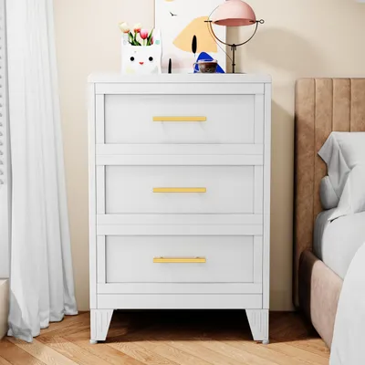 Obrázok produktu pre Kovová zásuvková komoda, biela, výška 90 cm, 3 zásuvky