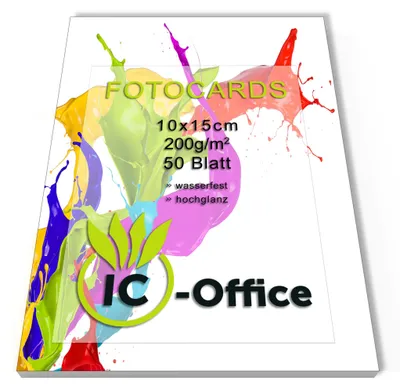Produktbild von 50 Blatt Fotopapier 10x15cm 200g/m² Fotocards glänzend 1-seitig beschichtet