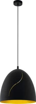 Produktbild von EGLO Pendelleuchte Hunningham, Hängelampe Industrial, Vintage, Hängeleuchte aus Stahl in Schwarz, Gold, Esstischlampe, Wohnzimmerlampe, E27, Ø 40,5 cm