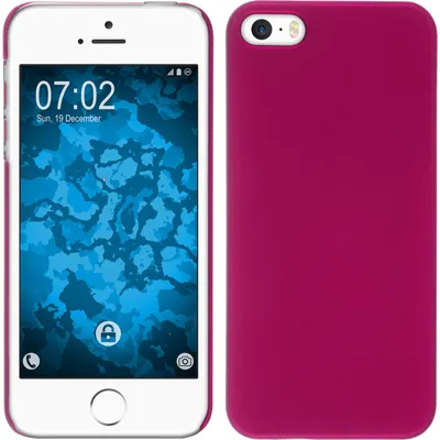 Produktbild von PhoneNatic Case kompatibel mit Apple iPhone 5 / 5s / SE - Hülle pink gummiert Hard-case + 2 Schutzfolien