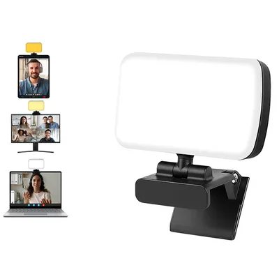 Produktbild von Videokonferenz Licht, quadratische Leuchte, mit Clip &USB-Kabel, 120 LED+3 Lichtfarben+10 Helligkeiten+360°Drehbar Beleuchtung, 3000k-6000k