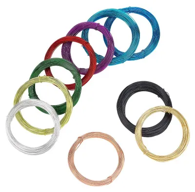 Aluminiumdraht 0,8 mm, 20 m/Rolle, 10 Farben, 10 Rollen