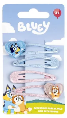 Produktbild von Bluey Haaraccessoires, Haarspangen für Mädchen, Haarspangen für Kinder, Haaraccessoire-Set, perfekt als Bluey-Geschenk, 4-teilig
