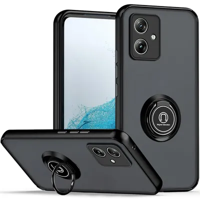 Immagine prodotto di Custodia per Motorola Moto G54 custodia in TPU traslucido opaco con supporto ad anello e supporto Nero