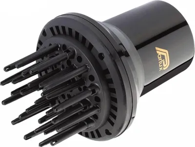 A black hair dryer diffuser attachment with multiple prongs is shown against a white background.