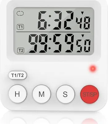 Produktbild von Xrexs Digital Küchentimer, 2 Kanal -Eiertimer, Stoppuhr, Countdown, Loopable, einstellbares Volumen, Timer -Magnete Küche, Klassenzimmer, Backen,