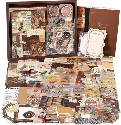 Zdjęcie produktu dla Vintage Scrapbook Akcesoria Zestaw 136 Sztuk, A6 Notatnik, Scrapbook Naklejki, do projektów DIY
