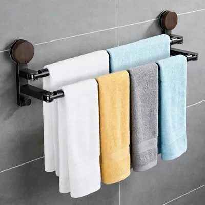 Obrázek produktu pro Omgoods - Dvojitý držák ručníků, nastavitelný, 50-97 cm - Bez vrtání - S přísavkou