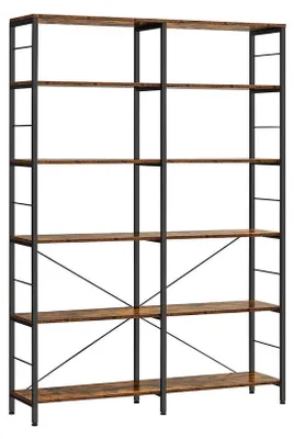 Produktbild von Bücherregal mit 6 Etagen – Wandschrank aus Holz – Spanplatte und Stahl – 30 x 120 x 172,5 cm