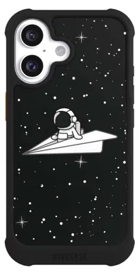 Produktbild von NIVOCASE Hülle für Apple iPhone 16  Stoßfeste Handyhülle NIVOmax Case Schwarz Astronaut Comic Papier