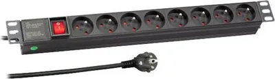 Image de EFB 19" 1HE Steckdosenleiste 8 x UTE mit Schalter Alu/sw
