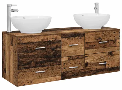 Productafbeelding van Badkameraccessoireset, 3 stuks, gerecycled hout, 49,5 x 44,5 x 65 cm