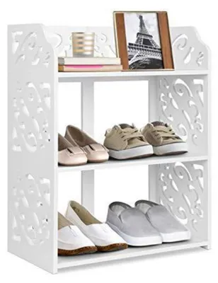 Productafbeelding van Schoenenrek, 3 etages, wit, kunststof-houtcomposiet
