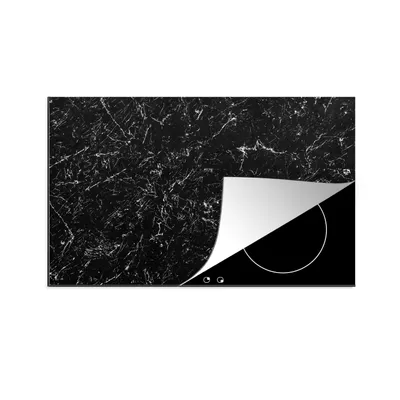 Produktbild von KitchenYeah© Herdabdeckplatte Marmor - Stein - Schwarz - Weiß , 78x52cm, Küche Deko, Glaskeramikkochfeld Herdabdeckung, Abdeckplatte fùr Kochfeld