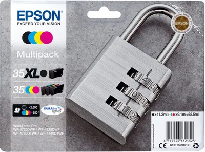 Image de Original Epson C 13 T 35994010 / 35XL Tintenpatrone multicolor Multipack (4 St.), Inhalt : 41,2ml + 3 x 9,1ml