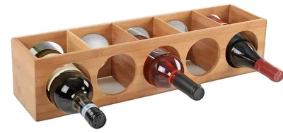 Imagen del producto de Estantería para vinos de bambú, capacidad para 5 botellas, diseño moderno, color natural de la madera