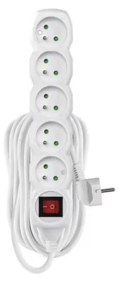 Produktbild von EMOS Extension cable with switch 5 sockets 10m, baltas