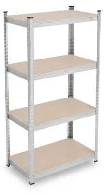 Obrázok produktu pre Relaxdays regál na ťažké bremená, VxŠxH: 138x70x40 cm, nosnosť 200 kg, pozinkovaná oceľ, skladovací regál do pivnice, garáže, na zostavenie, strieborný