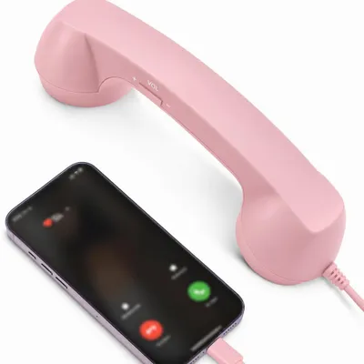 Produktbild von Retro-Telefonhörer Typ-C Kabelgebundenes Telefon mit Handhörer, Mikrofon und Lautsprecher, Lautstärkeregelung für Handy Tablets Laptops usw. rosa
