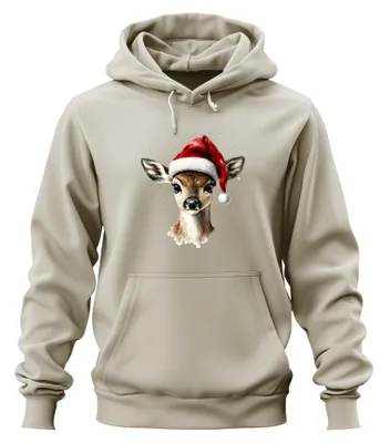 Produktbild von Weihnachts Rehkitz Aquarell süß Geschenk Winter festlich Hoodie Kapuzenpullover, Natur, L