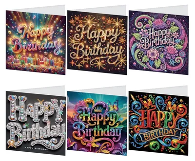 Productafbeelding van Set van 6 Diamant Painting Wenskaarten met Enveloppen