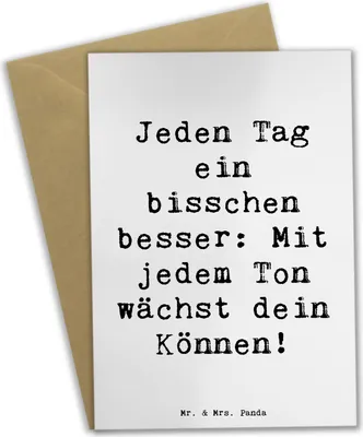 Produktbild von Mr. & Mrs. Panda Grußkarte Spruch Ein neues Musikinstrument lernen - Weiß - Geschenk, Zuversicht, Können, Trost, Ton, Klappkarte, osterkarten, Lebenshilfe, Mutmacher
