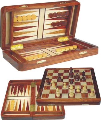 Zdjęcie produktu dla HOT Games Szachy i backgammon – zestaw magnetyczny z drewna akacjowego, 30 cm