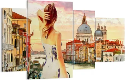 Produktbild von Bild auf Leinwand - Leinwandbild - Venedig Brücke Wasser - 120x70cm - Wand Bild - Wanddeko - Leinwanddruck - Bilder - Kunstdruck - Wanddekoration - Leinwand bilder - Wandkunst - DL120x70-3495