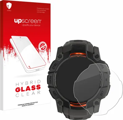 Produktbild von upscreen Schutzglas für Garmin Instinct 3 Solar (45 mm) Schutzfolie Panzer Folie Glas Display Schutz klar