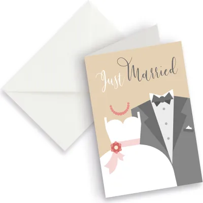 Produktbild von itenga XXL Klappkarte DIN A4 Just Married Brautpaar Hochzeit und XXL Briefumschlag