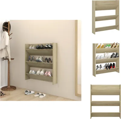 Immagine prodotto di vidaXL Scarpiera a muro rovere Sonoma 80x18x90 cm in legno - Scarpiere e armadietti