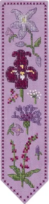 Produktbild von Le Bonheur des Dames Lesezeichen Kreuzstich Stickpackung  "Lila Blumen", Zählmuster, 5x20cm