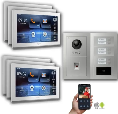Produktbild von Goliath IP Video Türsprechanlage: 10-Zoll 6 Familienhaus, Fingerprint, RFID, Silber : 10 Zoll Weiß : Unterputzdose Monitor Farbe: 10 Zoll Weiß Montage: Unterputzdose