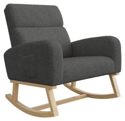 Obrázok produktu pre Kreslo s hojdacími funkciami - Pohodlné kreslo - Kreslo na relaxáciu - Mäkké, plyšové, ergonomická opierka chrbta - 14 cm hrubá výplň