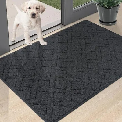 Productafbeelding van Antislip deurmat voor binnen - Vuilafschermende mat, machinewasbaar en absorberend - 80 x 120 cm - Zwart