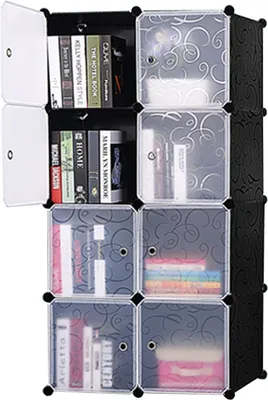 Produktbild von Hallo Home® Portable Garderobe für hängende Kleidung tragbarer Kleiderschrank Kombischrank, modulare Schrank für platzsparende, ideale Storage Organizer Cube für Bücher 16 Cube-Farbe: 8 Cube Blume ( 5w + 1 Aufhänge )