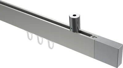 Produktbild von Interdeco Innenlaufstange / Gardinenstange mit Innenlauf Edelstahl-Optik / Chrom, Typ Sonius Lox (Quader) Deckenmontage, 14x35 mm 1-läufig, 100 cm