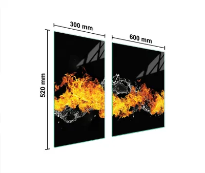 Produktbild von Herdabdeckplatten 2 teilig 90x52 Glaskeramikkochfeld Abdeckung Glas Schneidebrett Feuer Wasser