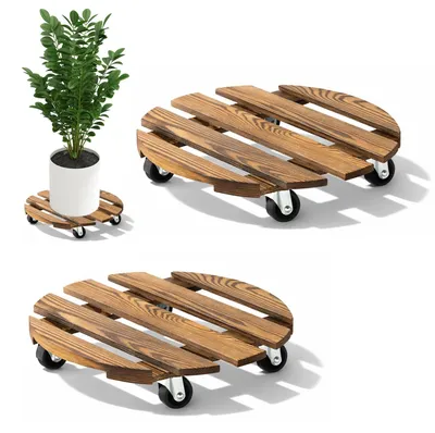 Immagine prodotto di Supporto per vasi con ruote - Rotondo - 30 x 30 cm - 2 pezzi - Capacità di carico: 90 kg - Per uso esterno