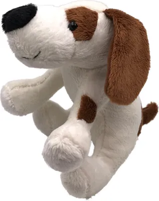 Produktbild von Onwomania Plüschtier Kuscheltier Stoff Tier Hund braun weiß sitzend 16 cm