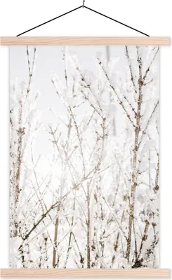Produktbild von MuchoWow® Textilposter Schnee - Winter - Natur 60x90 cm mit holzfarbenen Rahmen - Textil