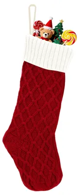 Weihnachtsstrümpfe 46 cm, rot-weiß, Rautenstich, 1 Stück