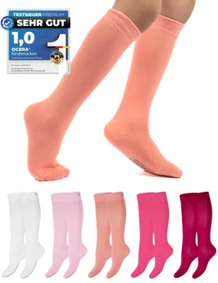 Produktbild von OCERA 5 Paar Kinder Kniestrümpfe - Rot-Mix 27/30