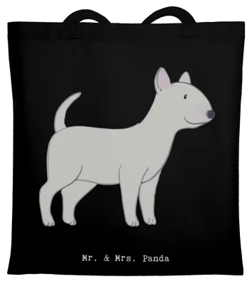 Produktbild von Mr. & Mrs. Panda Tote Bag Bullterrier Moment - Schwarz - Geschenk, Shopping Tasche, Einkaufstasche, Schultasche, totebag