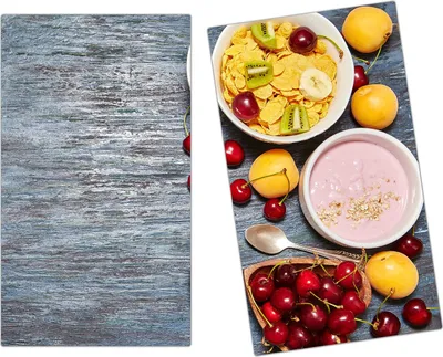 Produktbild von Spritzschutz Herdabdeckplatte Schneidebrett aus Glas Beeren und Flocken 2-Teilig (60x52cm)