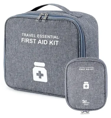 Productafbeelding van Medicijntas, 2 stuks. Reisapotheek. Opbergtas voor eerste hulp. Grijs