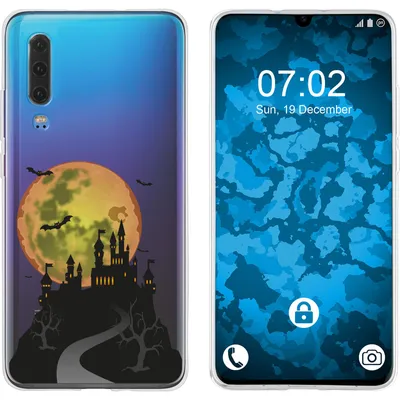 Produktbild von PhoneNatic Case kompatibel mit Huawei P30 Silikon-Hülle Herbst Spukschloss M4