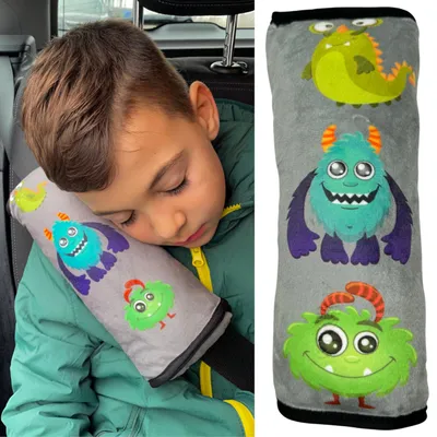 Produktbild von HECKBO Auto Schlafkissen Monster für Kinder - maschinenwaschbar, Gurtschoner